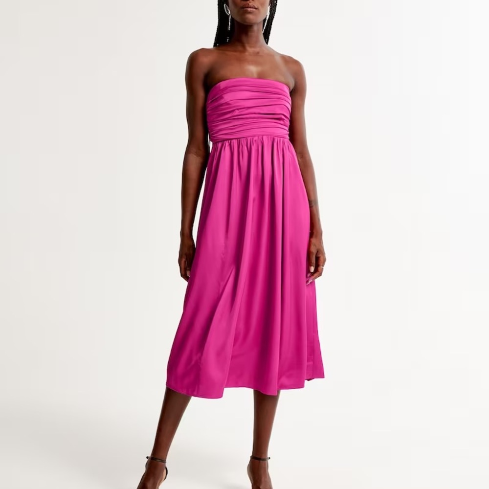 Abercrombie & Fitch Emerson Satin Midi Dress